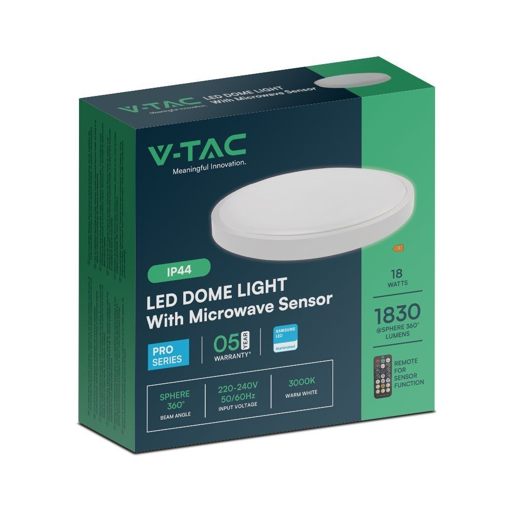 V-Tac 18W LED sensorlampe med Samsung LED chip og mikrobølge sensor