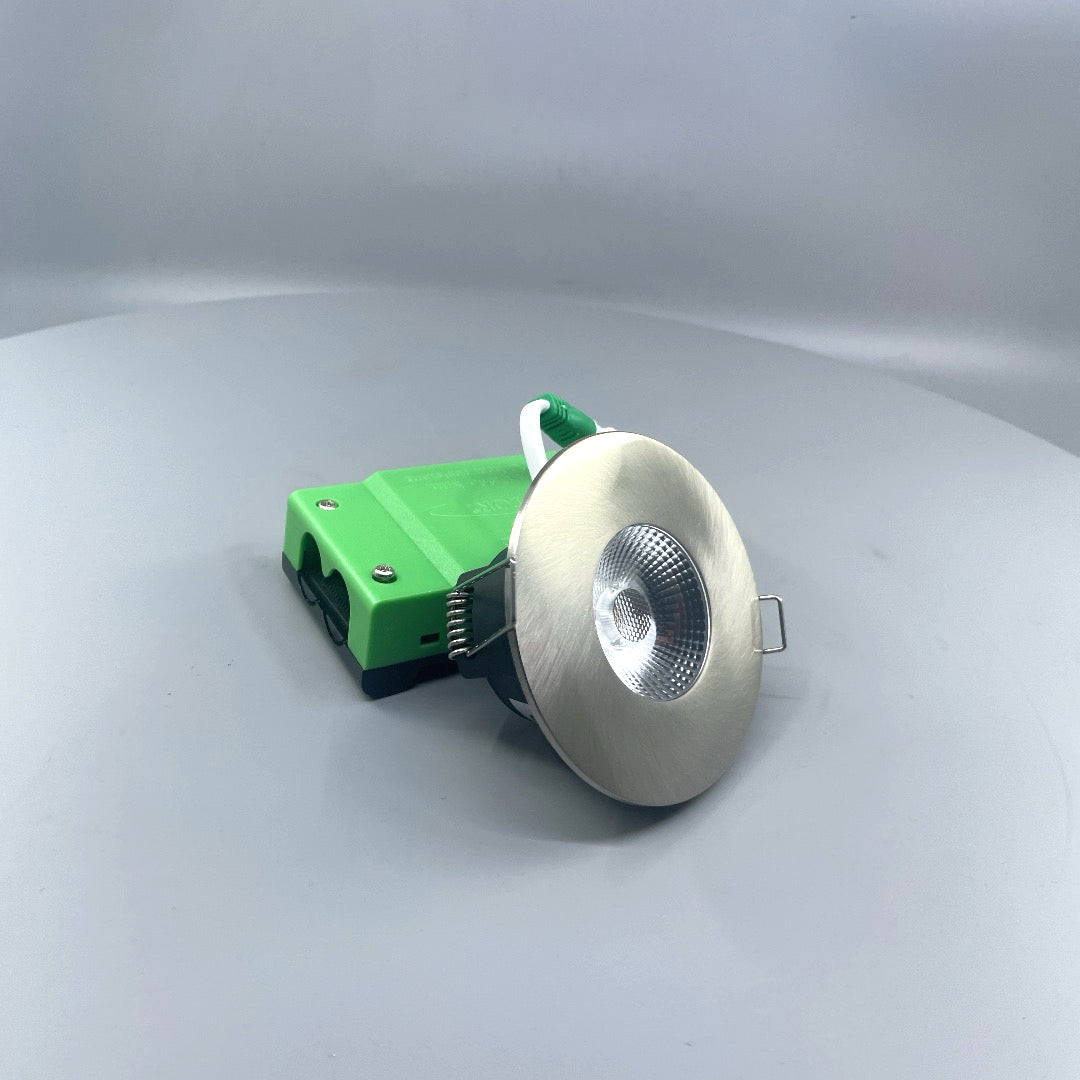 Daxtor DAX F-35-D 5W LED spot 2700K IP44 – børstet stål inkl. driver (360° frame 22)