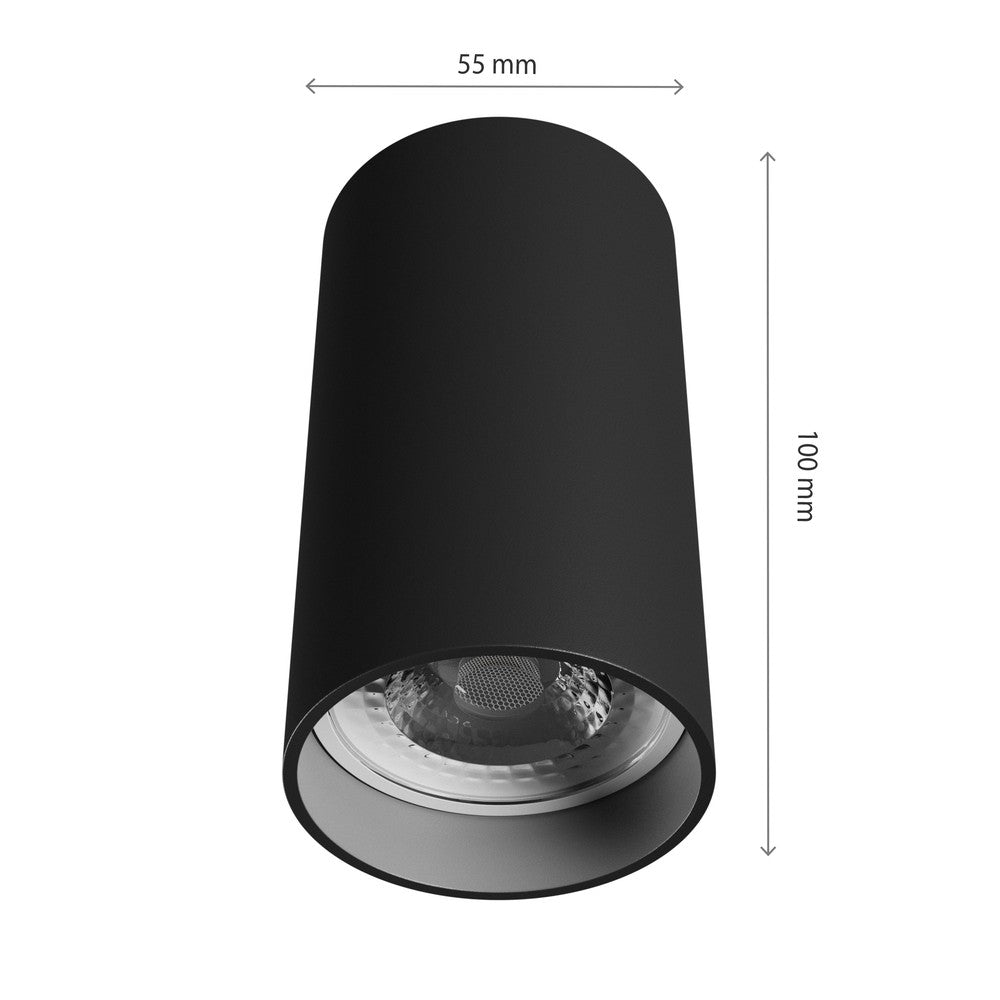 Chloe Variosa GU10 overflademonteret sort rundt loftspot uden lyskilde - 230V IP20 55x100mm