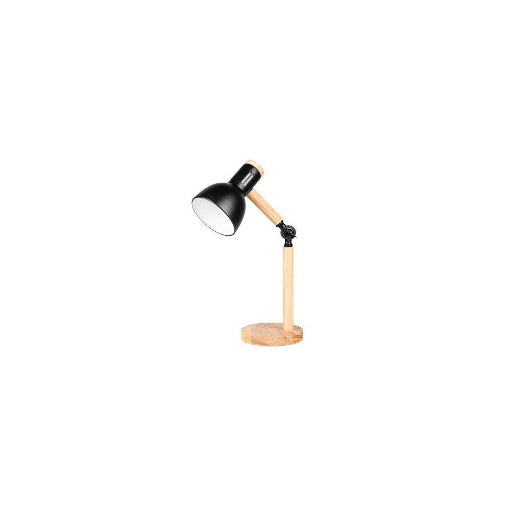 Sort metal og træ bordlampe med 1,5m ledning - E27 fatning, op til 60W