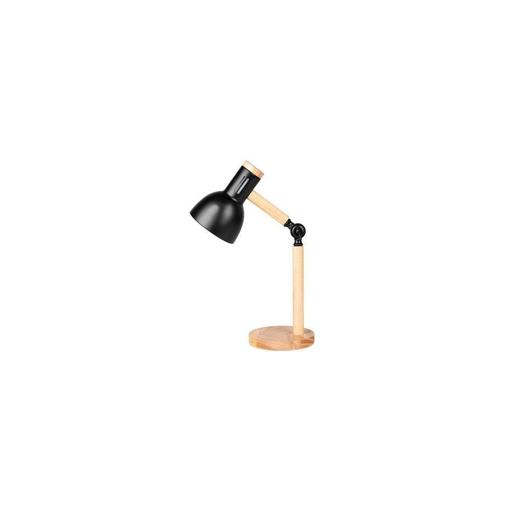 Sort metal og træ bordlampe med 1,5m ledning - E27 fatning, op til 60W