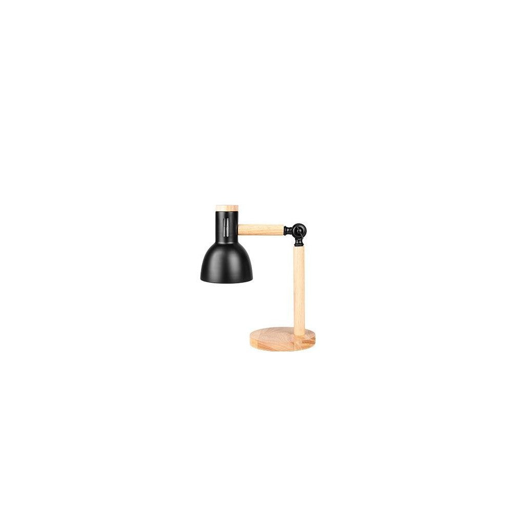 Sort metal og træ bordlampe med 1,5m ledning - E27 fatning, op til 60W