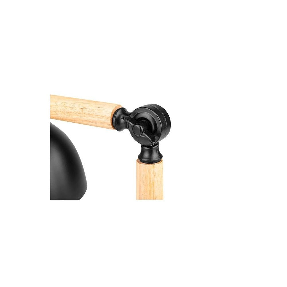 Sort metal og træ bordlampe med 1,5m ledning - E27 fatning, op til 60W
