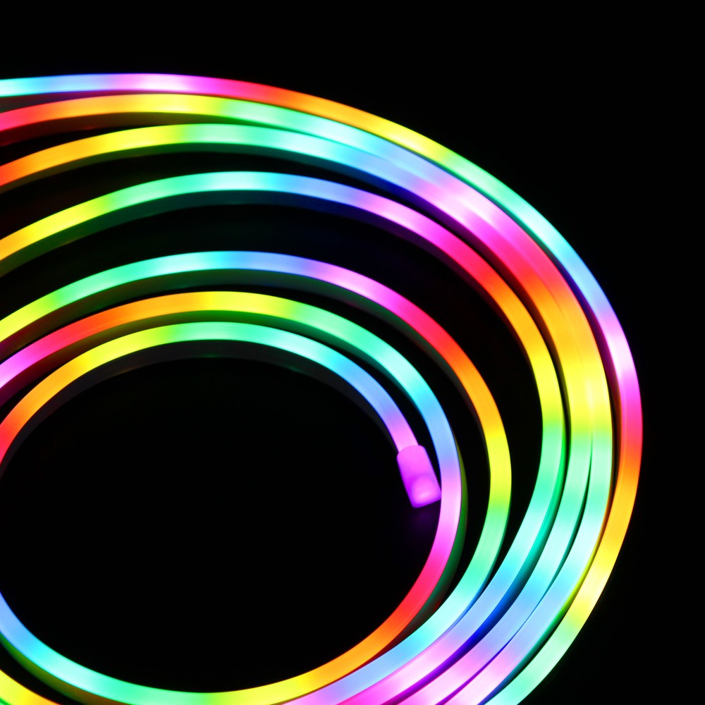 250cm RGBIC Neon Flex komplet sæt med Bluetooth app og fjernbetjening - inkl. montage og USB (3W, 5V)