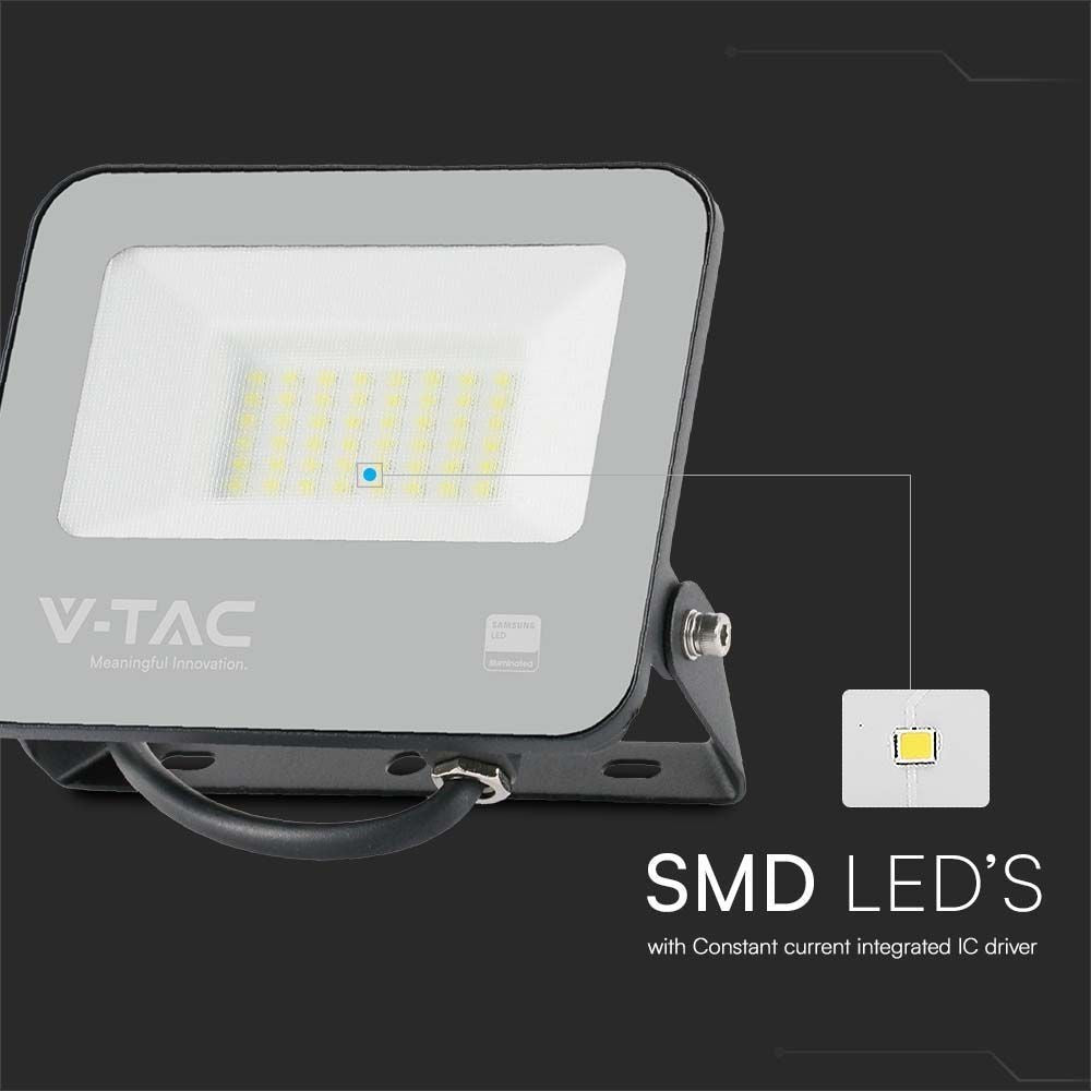 V-Tac 50W LED projektør med Samsung LED chip, 5740lm, IP65, udendørs, 5 års garanti