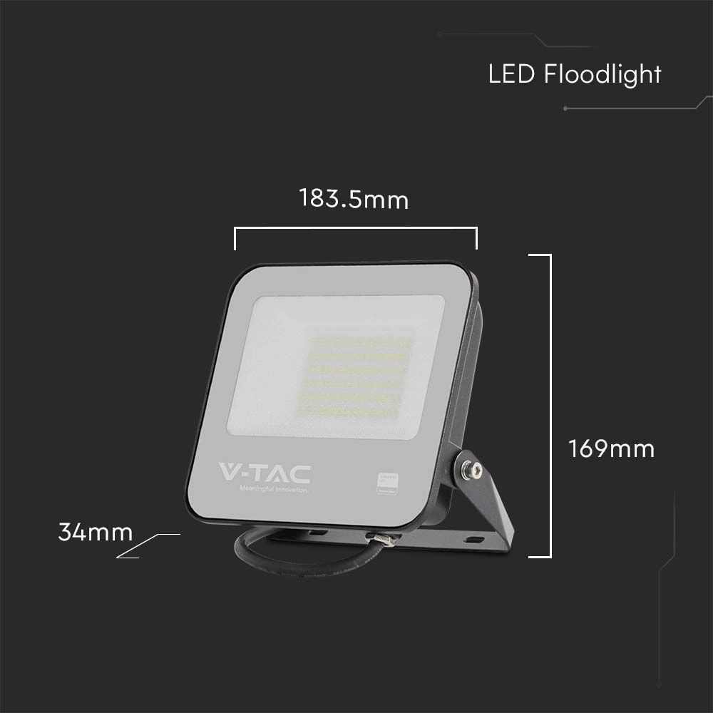 V-Tac 50W LED projektør med Samsung LED chip, 5740lm, IP65, udendørs, 5 års garanti