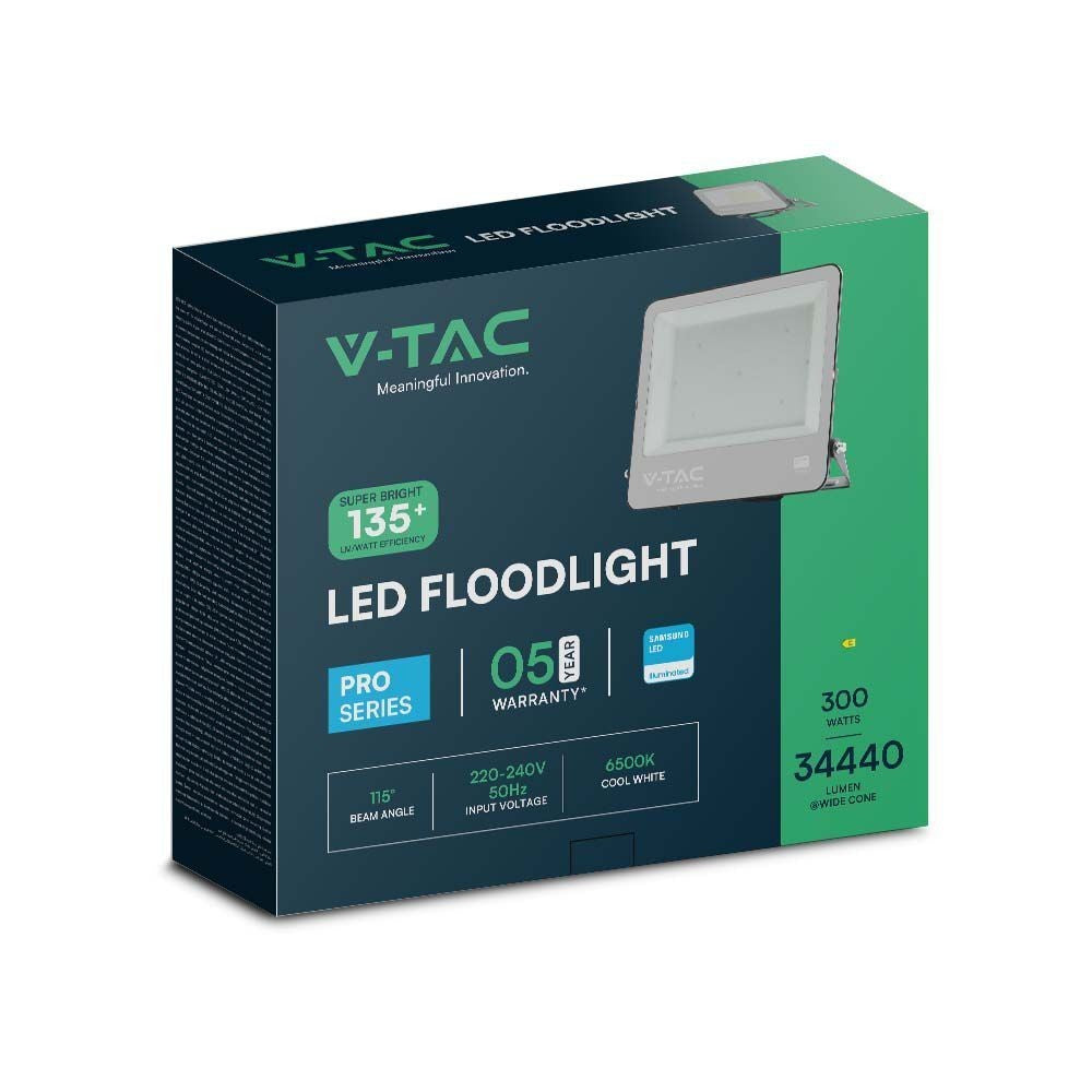 V-Tac 300W LED projektør, 135lm/W - Samsung LED chip, udendørs arbejdslampe, 1m ledning