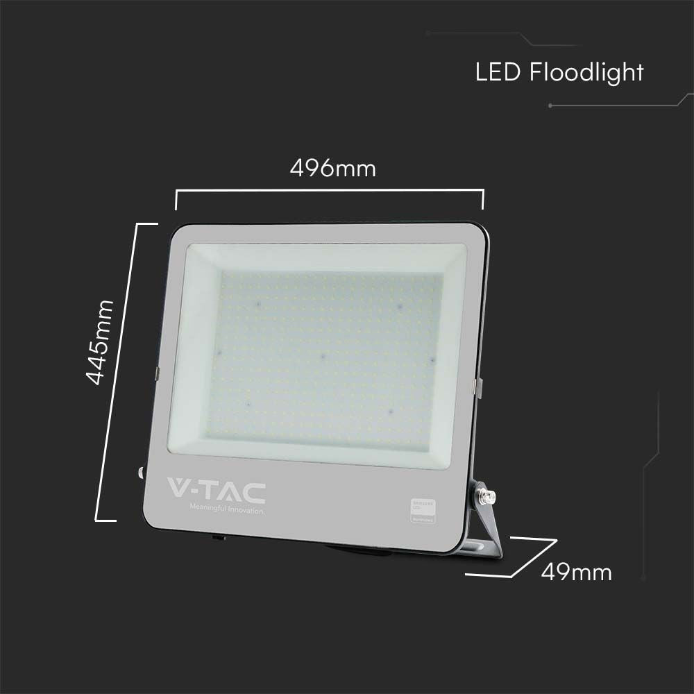 V-Tac 300W LED projektør, 135lm/W - Samsung LED chip, udendørs arbejdslampe, 1m ledning