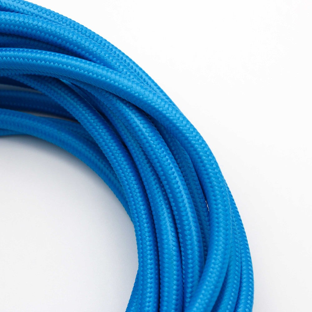 Stofledning 2x0.75 mm², tekstil - 5 meter, 230V, Lyseblå