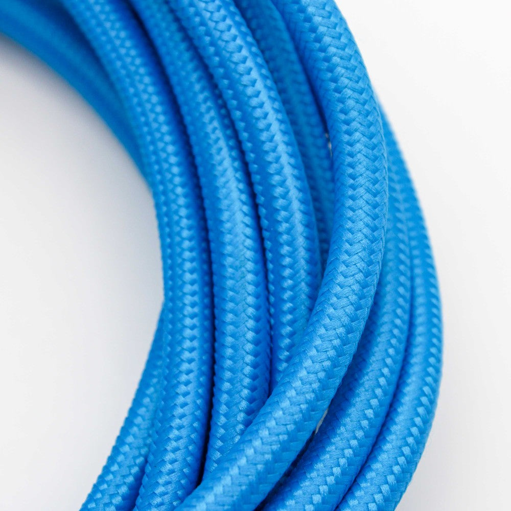 Stofledning 2x0.75 mm², tekstil - 5 meter, 230V, Lyseblå