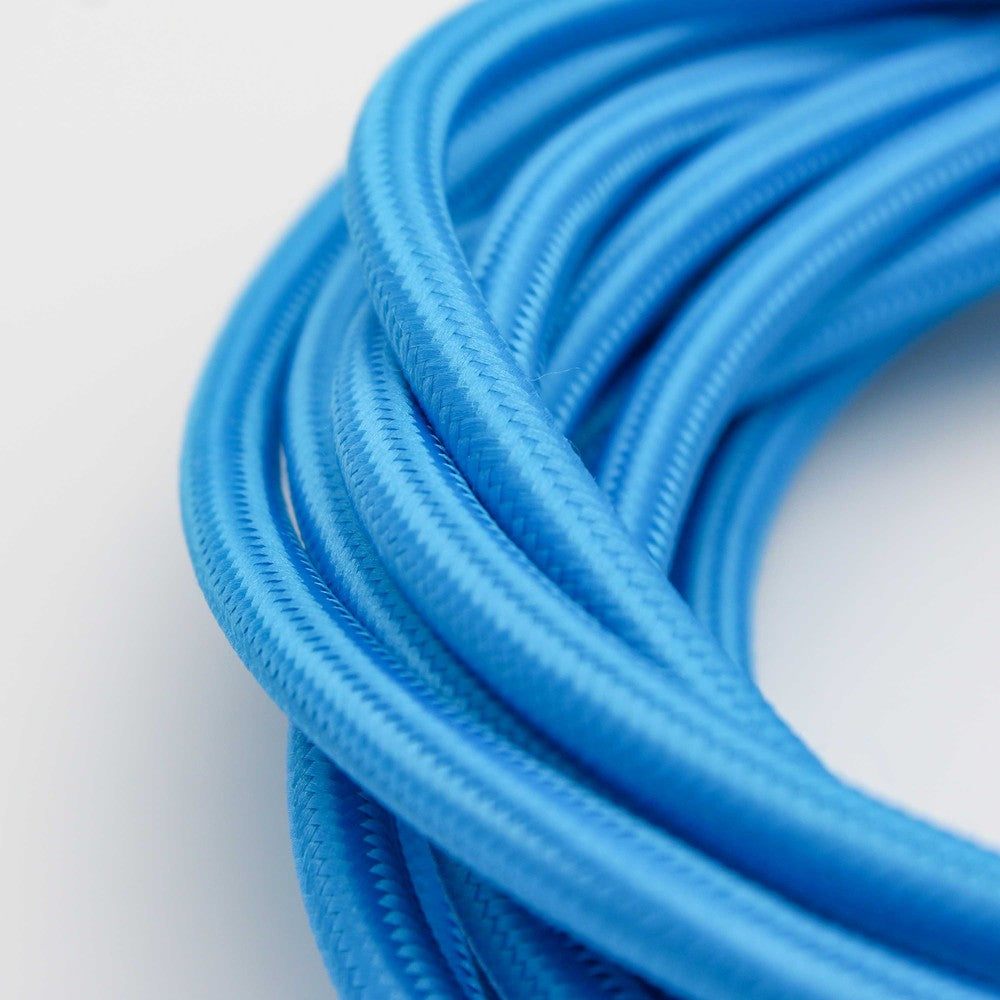 Stofledning 2x0.75 mm², tekstil - 5 meter, 230V, Lyseblå