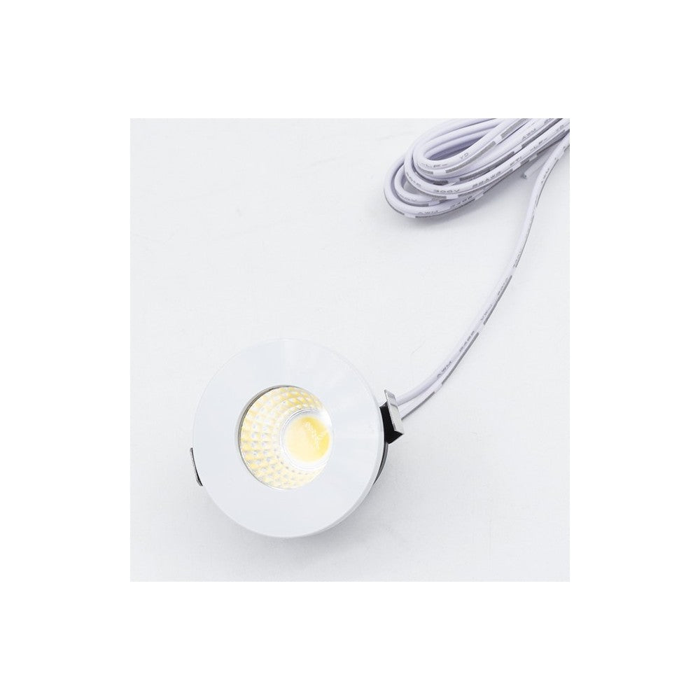 LEDlife Focu38 møbelspot indbygning RA92 - Ø3,5 cm hul, Ø3,8 cm, Mat hvid, 2W, 12V - Erstatter 20W, 170lm