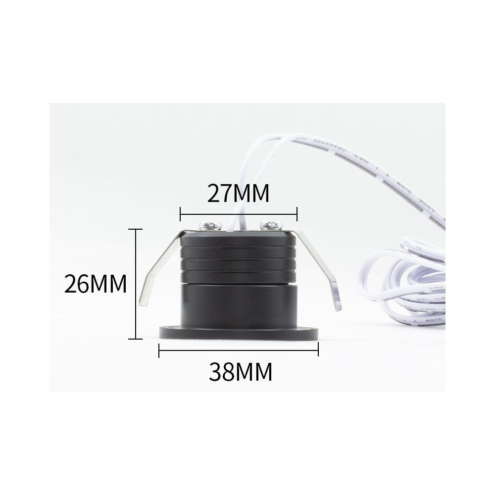LEDlife Focu38 Sort Indbygningsmøbelspot Ø3,5 cm Hul, 2W 12V DC RA92, Erstatter 20W, 170lm