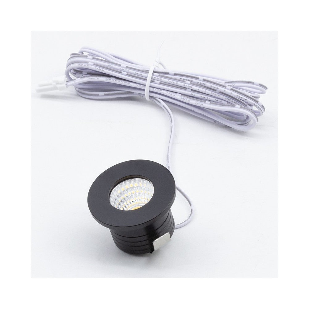 LEDlife Focu38 Sort Indbygningsmøbelspot Ø3,5 cm Hul, 2W 12V DC RA92, Erstatter 20W, 170lm