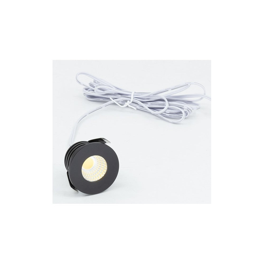 LEDlife Focu38 Sort Indbygningsmøbelspot Ø3,5 cm Hul, 2W 12V DC RA92, Erstatter 20W, 170lm