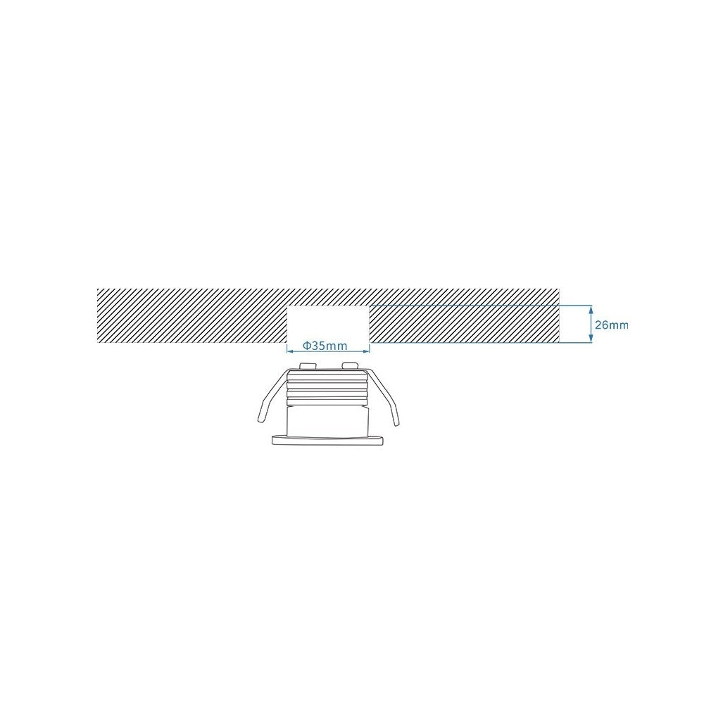 LEDlife Focu38 Sort Indbygningsmøbelspot Ø3,5 cm Hul, 2W 12V DC RA92, Erstatter 20W, 170lm
