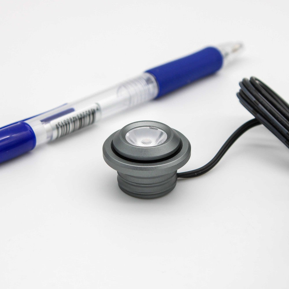 LEDlife SPOT29 møbelspot indbygning RA90 - Børstet stål, 1W, 12V DC, Ø2,9 cm, 100lm, Hul Ø2 cm