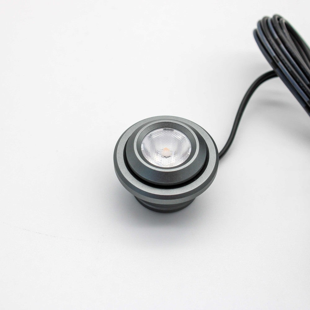 LEDlife SPOT29 møbelspot indbygning RA90 - Børstet stål, 1W, 12V DC, Ø2,9 cm, 100lm, Hul Ø2 cm