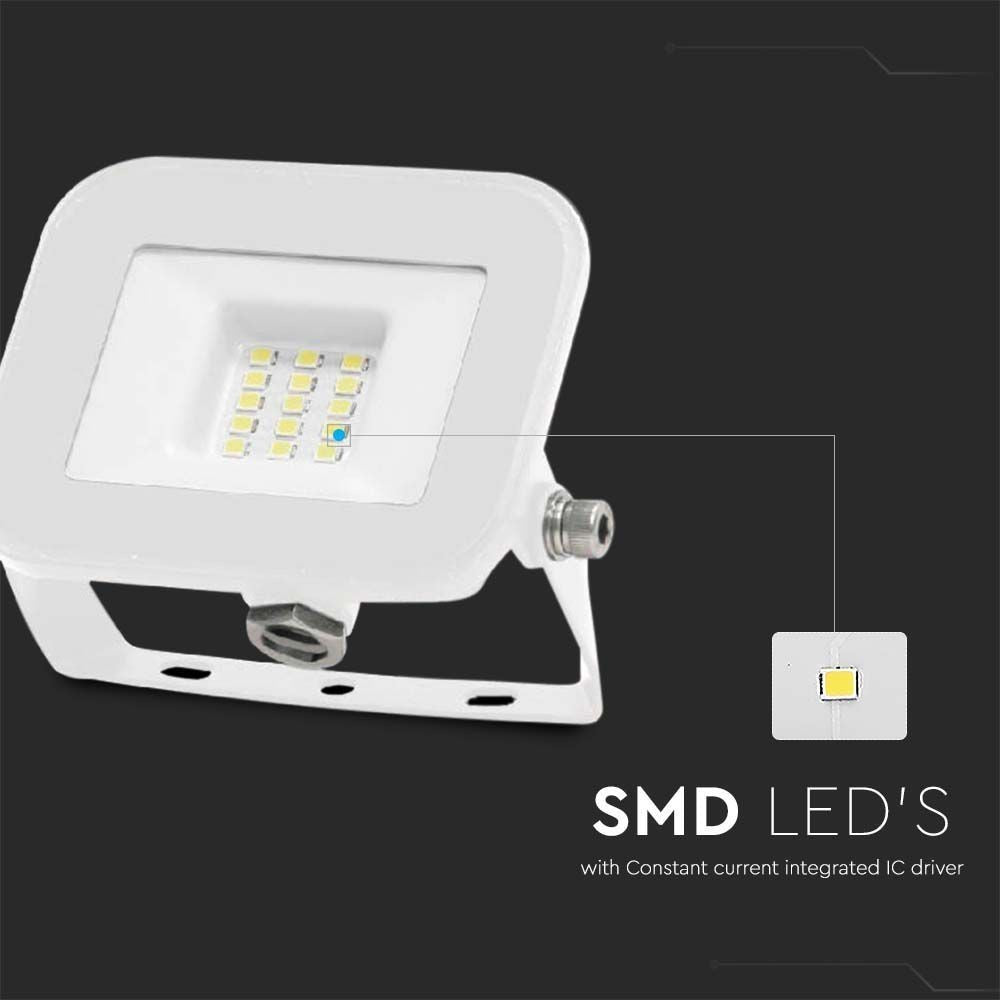 V-Tac 10W LED projektør med Samsung LED chip - 5 års garanti - IP65 - Til udendørs brug