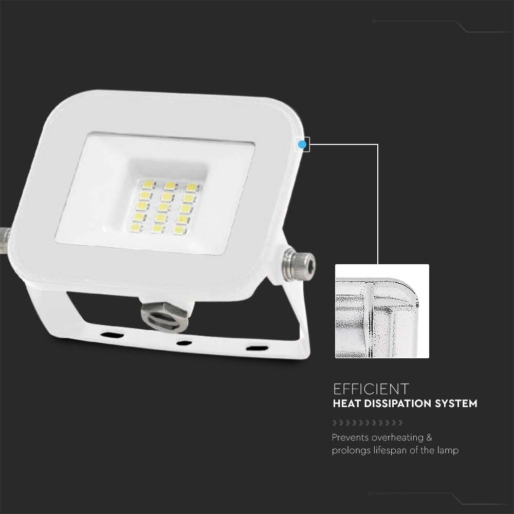 V-Tac 10W LED projektør med Samsung LED chip - 5 års garanti - IP65 - Til udendørs brug