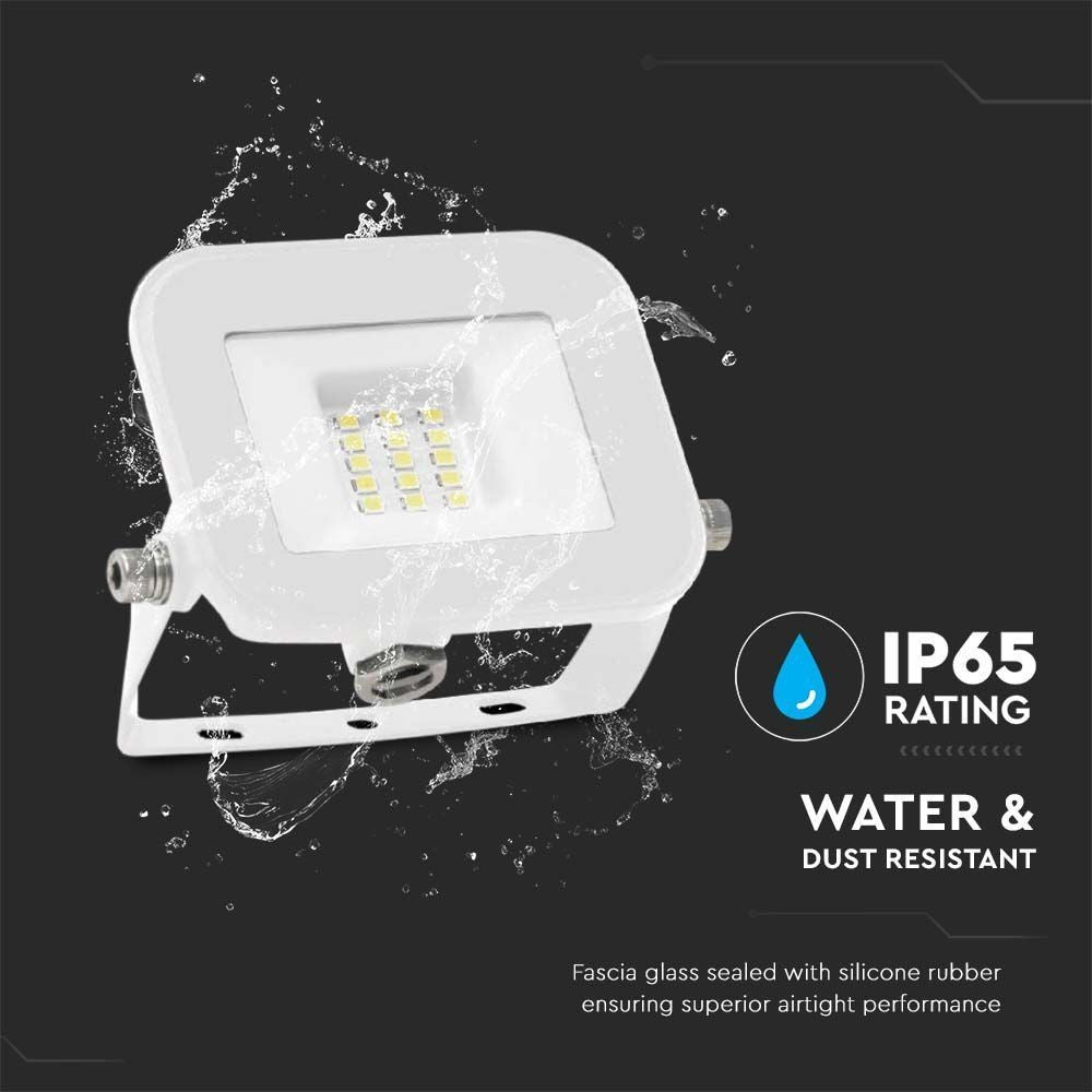 V-Tac 10W LED projektør med Samsung LED chip - 5 års garanti - IP65 - Til udendørs brug