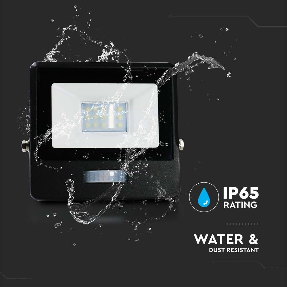 V-Tac 10W LED projektør med sensor - Samsung LED chip, 735lm, IP65, 5 års garanti