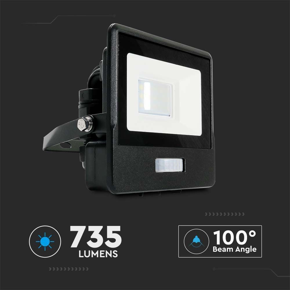 V-Tac 10W LED projektør med sensor - Samsung LED chip, 735lm, IP65, 5 års garanti