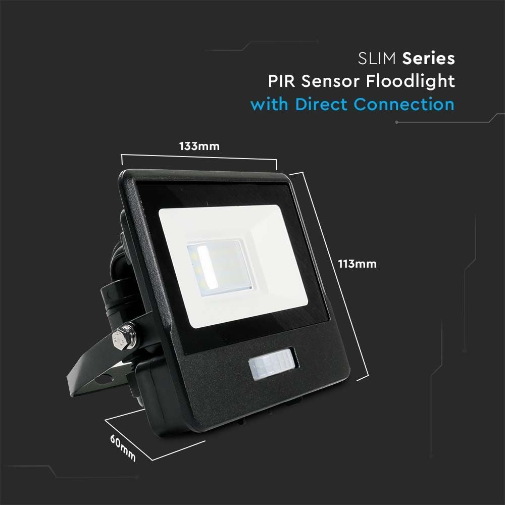 V-Tac 10W LED projektør med sensor - Samsung LED chip, 735lm, IP65, 5 års garanti