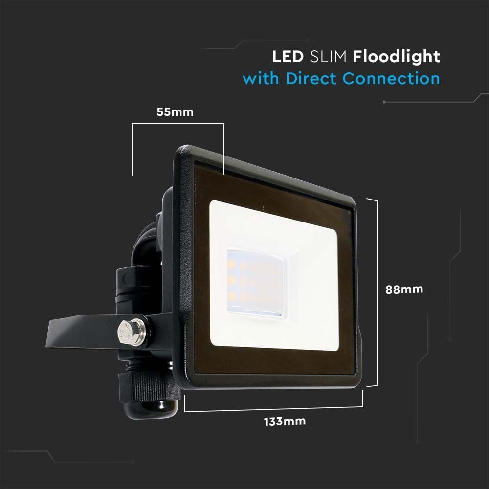 V-Tac 10W LED projektør med Samsung LED chip, arbejdslampe til udendørs brug, IP65, 735lm, RA80