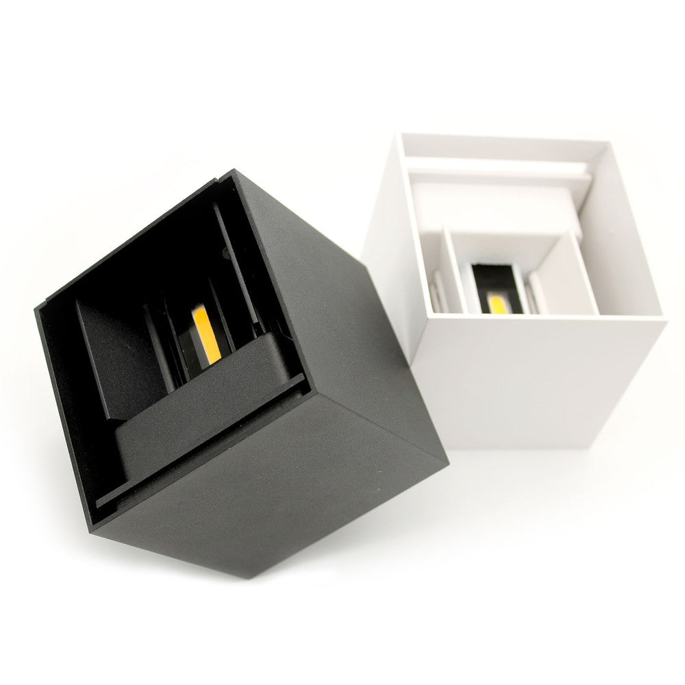 LEDlife CUBIC 6W væglampe - Hvid, firkantet, op/ned, justerbar, inde/ude, IP65, inkl. lyskilde