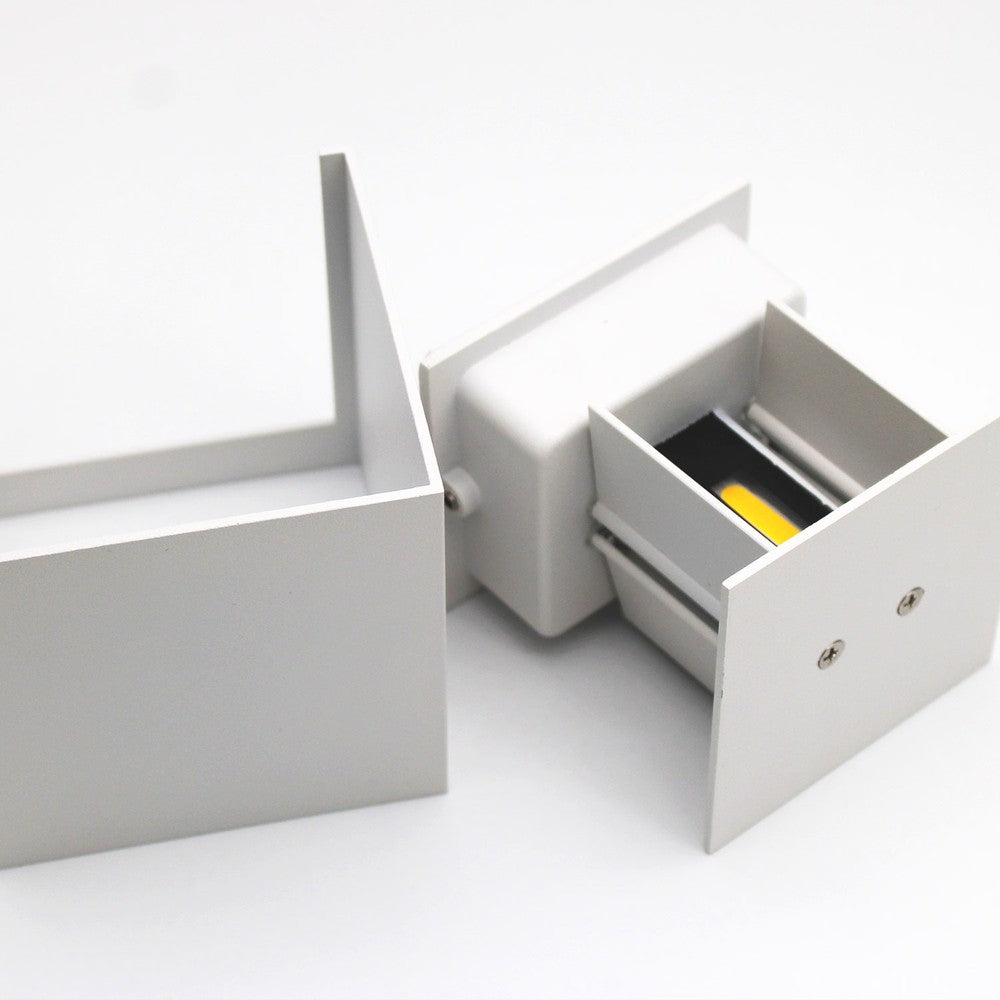 LEDlife CUBIC 6W væglampe - Hvid, firkantet, op/ned, justerbar, inde/ude, IP65, inkl. lyskilde