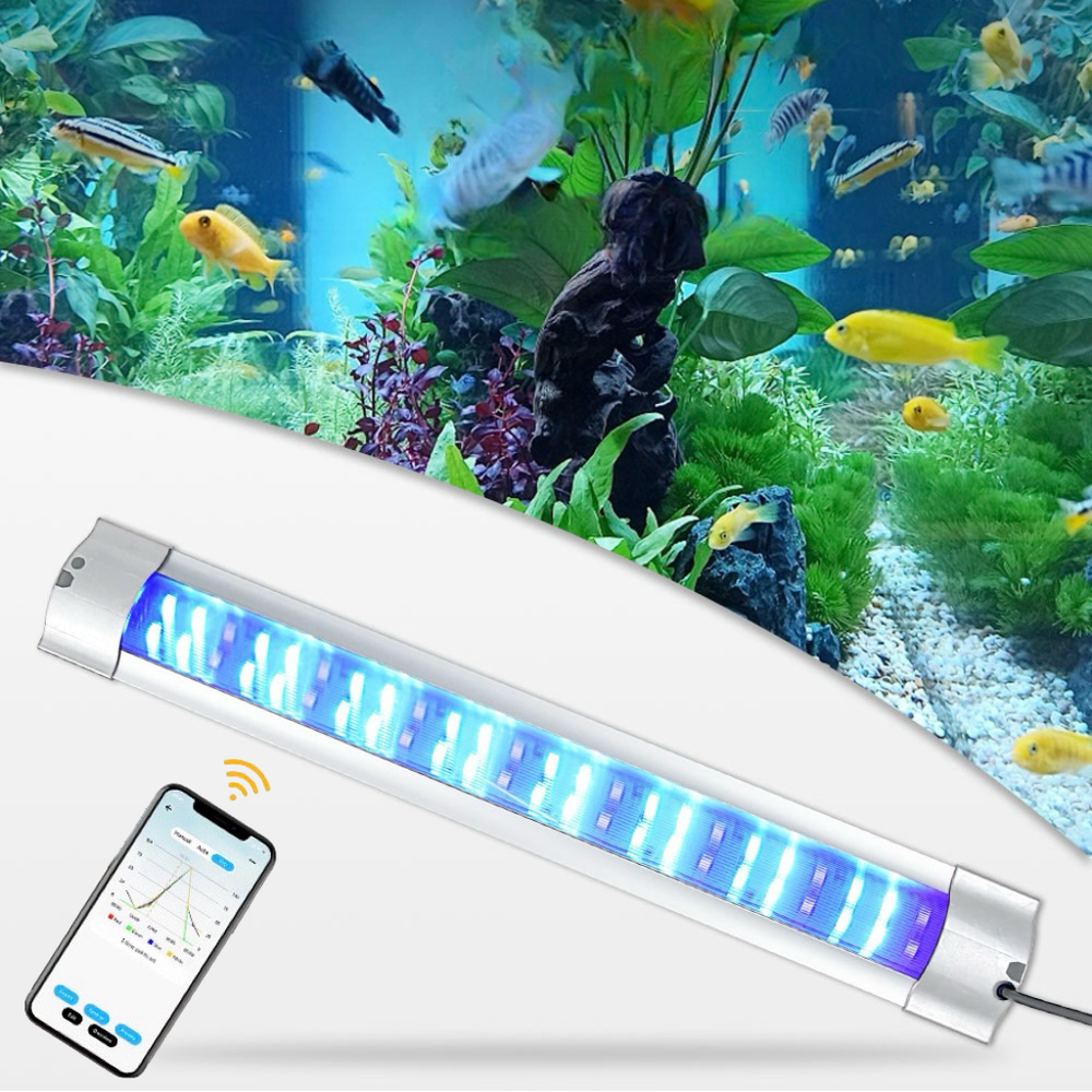 45 cm RGBW akvarie armatur - 12W LED, IP67 - Vandtæt belysning til akvarier, 12W effekt, 230V input, 600lm lysstyrke, IP67 klassificeret
