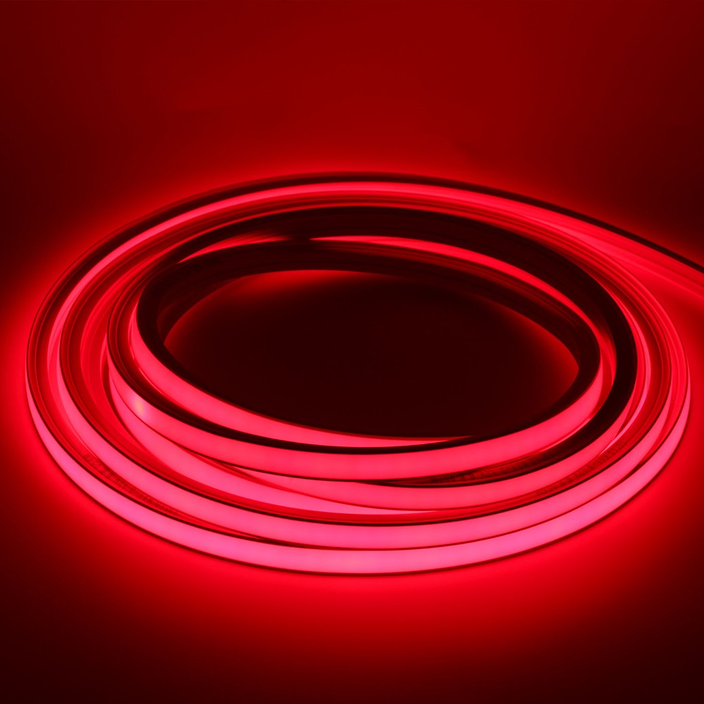 AnyCut Neon Flex 10x10 Rød LED strip - 5m, 8W/m, 12V, Ingen klippeafstand