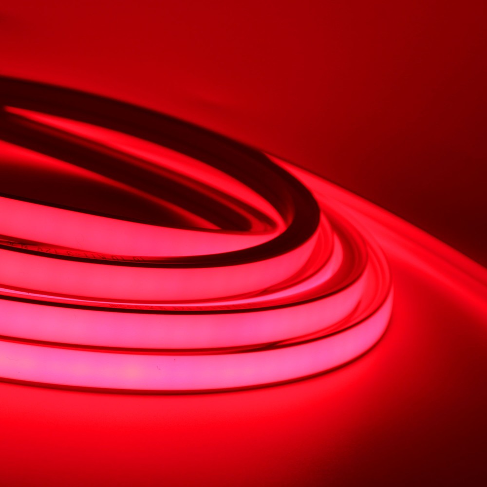 AnyCut Neon Flex 10x10 Rød LED strip - 5m, 8W/m, 12V, Ingen klippeafstand