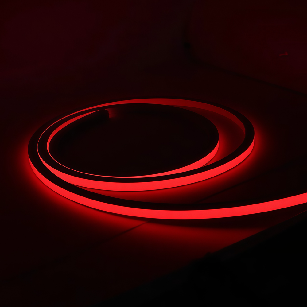 AnyCut Neon Flex 10x10 Rød LED strip - 5m, 8W/m, 12V, Ingen klippeafstand