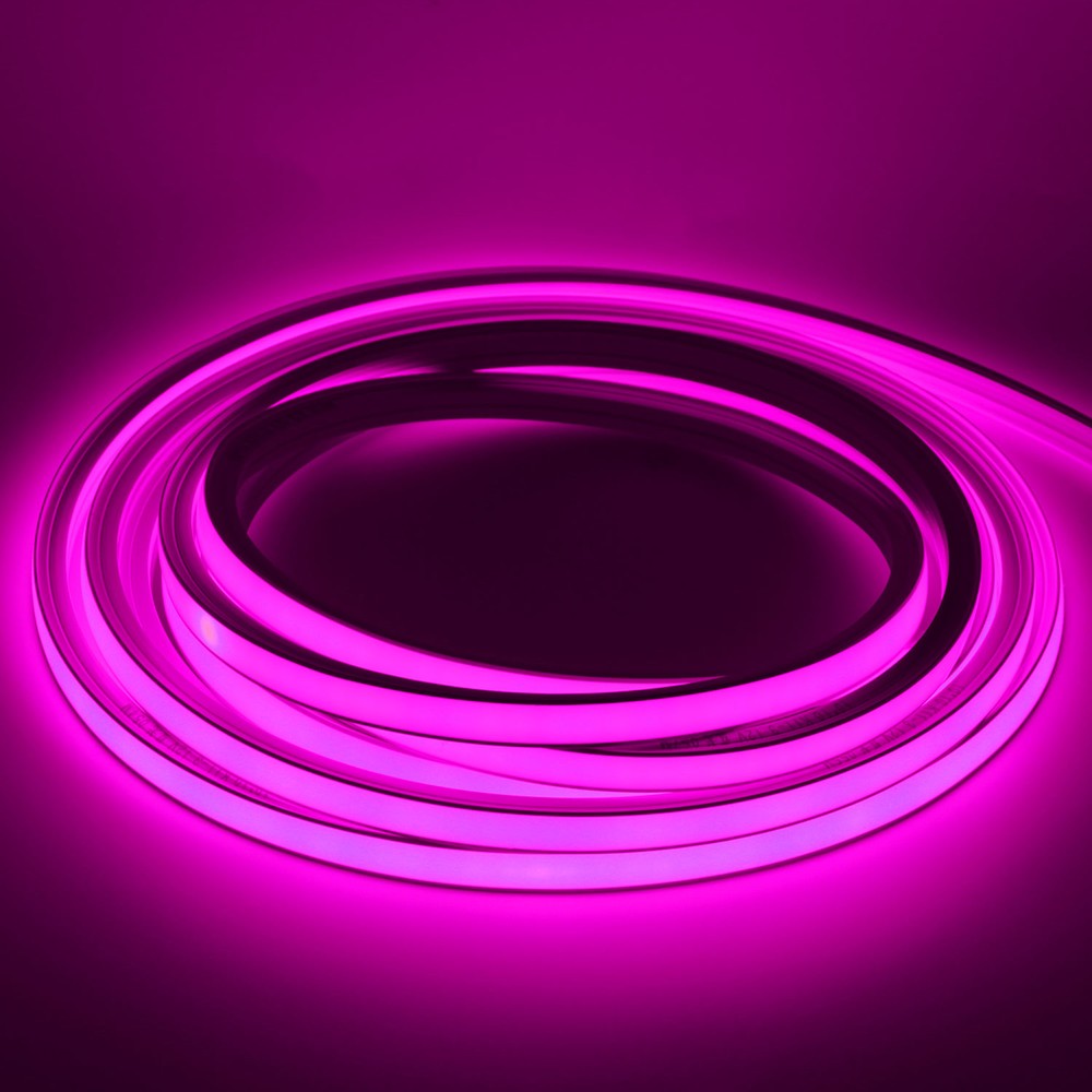 AnyCut Neon Flex Lilla LED strip - 5m, 8W/m, 12V - Ingen klippeafstand - Ideel til dekoration og stemningsbelysning