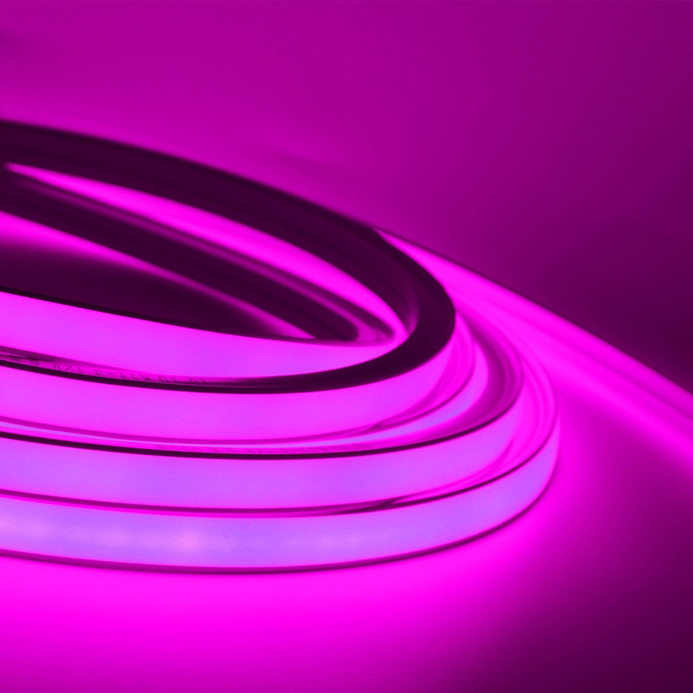 AnyCut Neon Flex Lilla LED strip - 5m, 8W/m, 12V - Ingen klippeafstand - Ideel til dekoration og stemningsbelysning