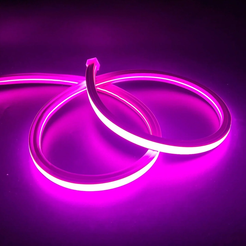 AnyCut Neon Flex Lilla LED strip - 5m, 8W/m, 12V - Ingen klippeafstand - Ideel til dekoration og stemningsbelysning