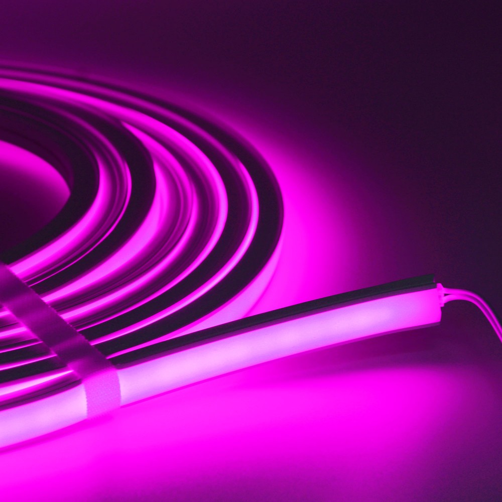 AnyCut Neon Flex Lilla LED strip - 5m, 8W/m, 12V - Ingen klippeafstand - Ideel til dekoration og stemningsbelysning