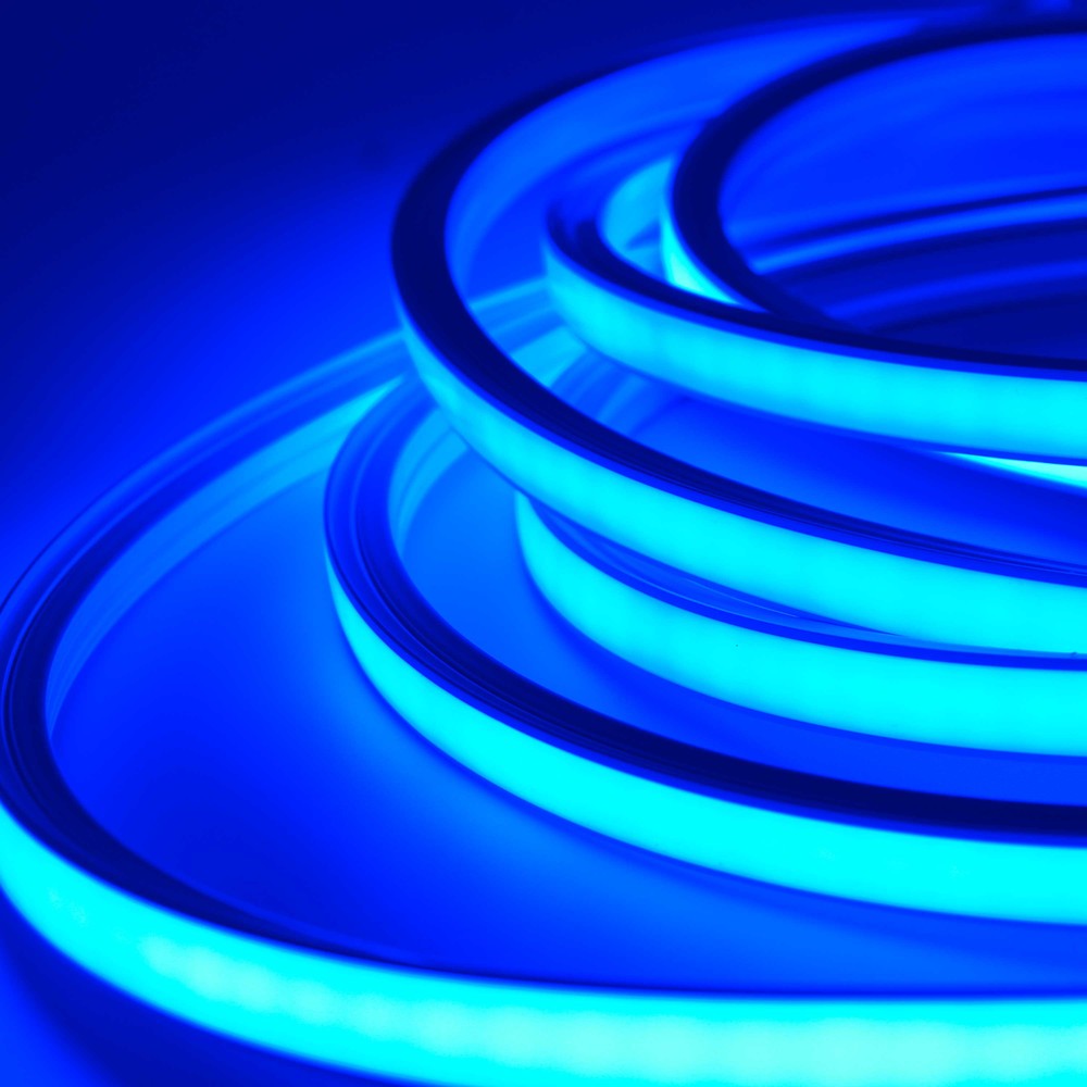 AnyCut Neon Flex 10x10 Blå LED strip - 5m, 8W/m, 12V, Ingen klippeafstand