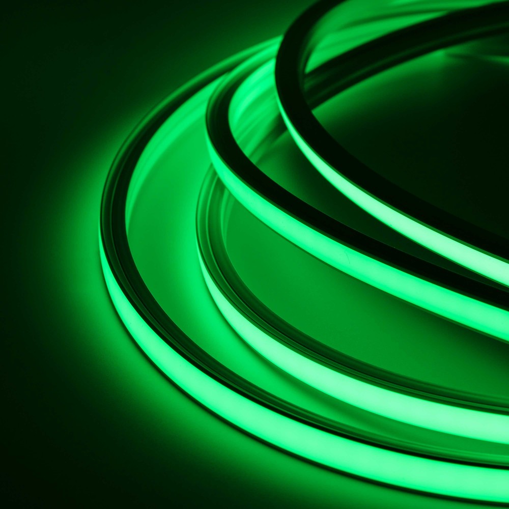 AnyCut Neon Flex Grøn LED strip - 5m, 8W/m, 12V, Ingen klippeafstand
