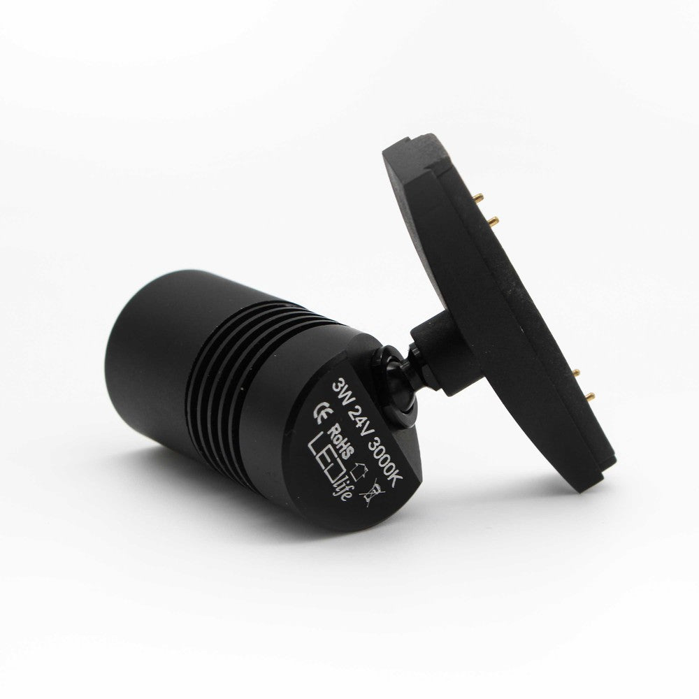PicoTrack 3,5W Mini LED skinnespot - Sort, Passer til PicoTrack skinner, RA92, 24V