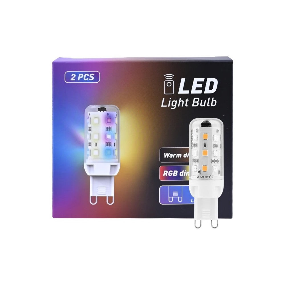 2W RGBW LED pærer med RF fjernbetjening (2 stk.) - G9, 230V, 160lm, RA80