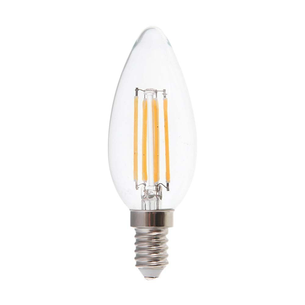 V-Tac 4W LED kertepære - 3-trin dæmpbar, kultråd, varm hvid, E14, 400lm, RA80