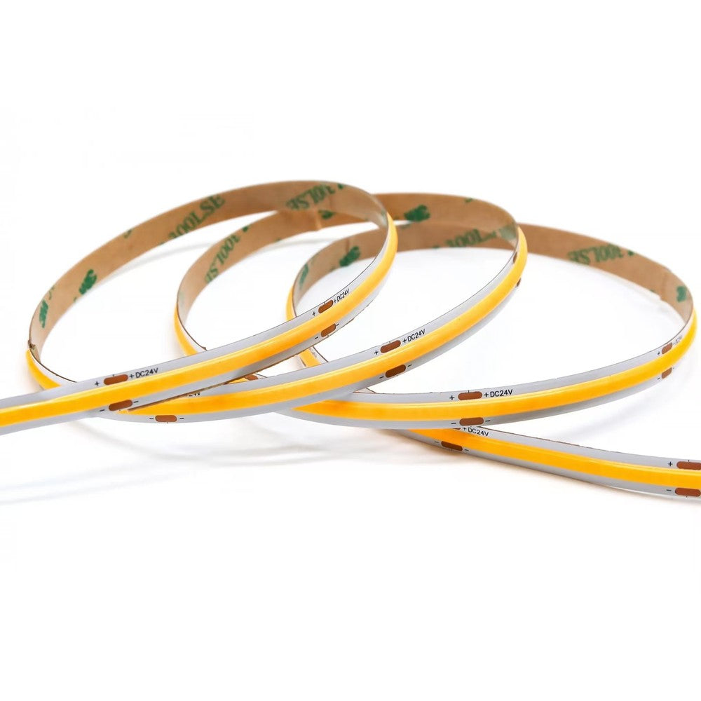 12W/m COB-LED strip - 5m, IP20, 480 LED pr. meter, 24V, COB LED, RA95 - Hvidt lys, høj farvegengivelse