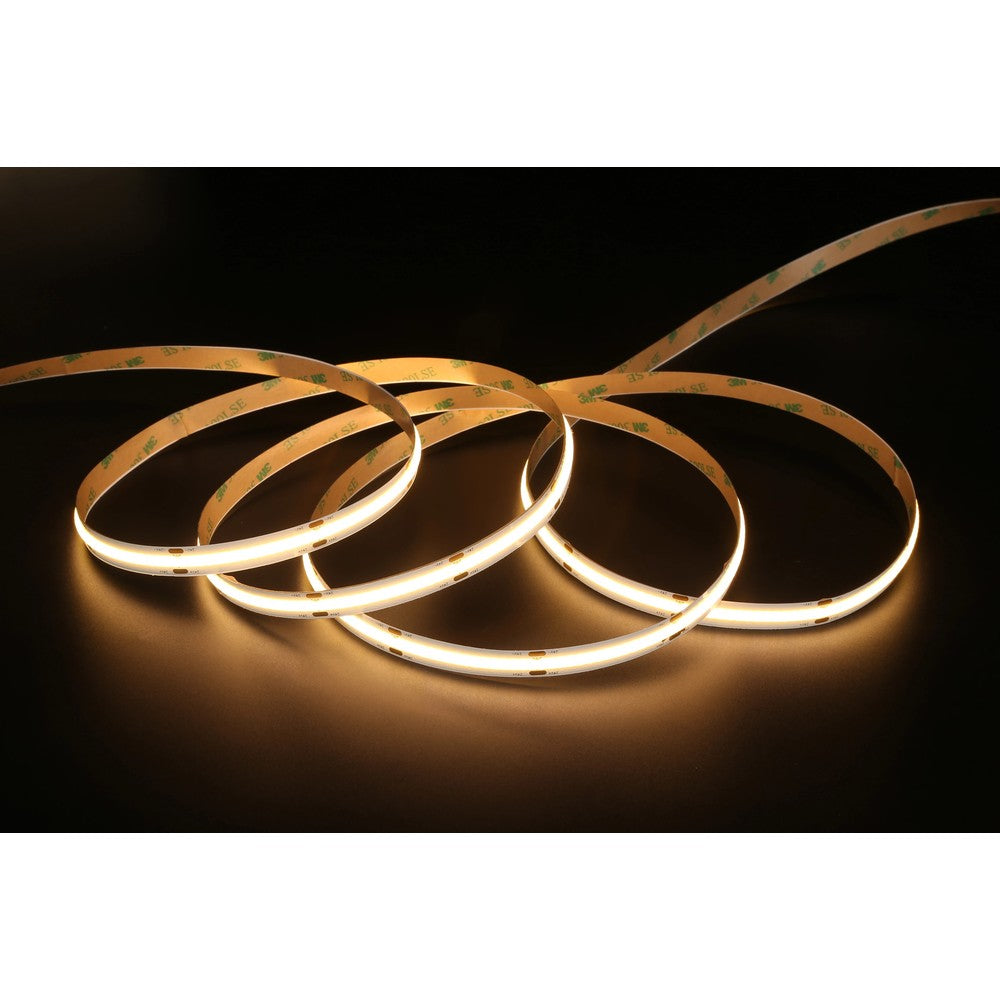 12W/m COB-LED strip - 5m, IP20, 480 LED pr. meter, 24V, COB LED, RA95 - Hvidt lys, høj farvegengivelse