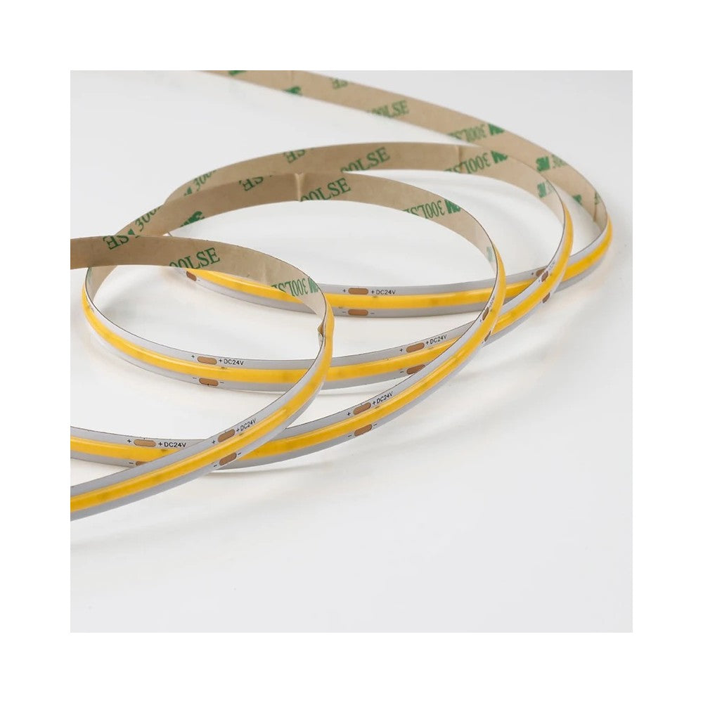 12W/m COB-LED strip - 5m, IP20, 480 LED pr. meter, 24V, COB LED, RA95 - Hvidt lys, høj farvegengivelse