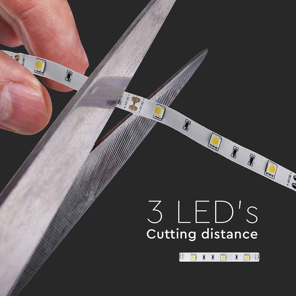 V-Tac 4,8W/m LED strip - 5m, IP20, 30 LED pr. meter - 500lm/meter - RA80