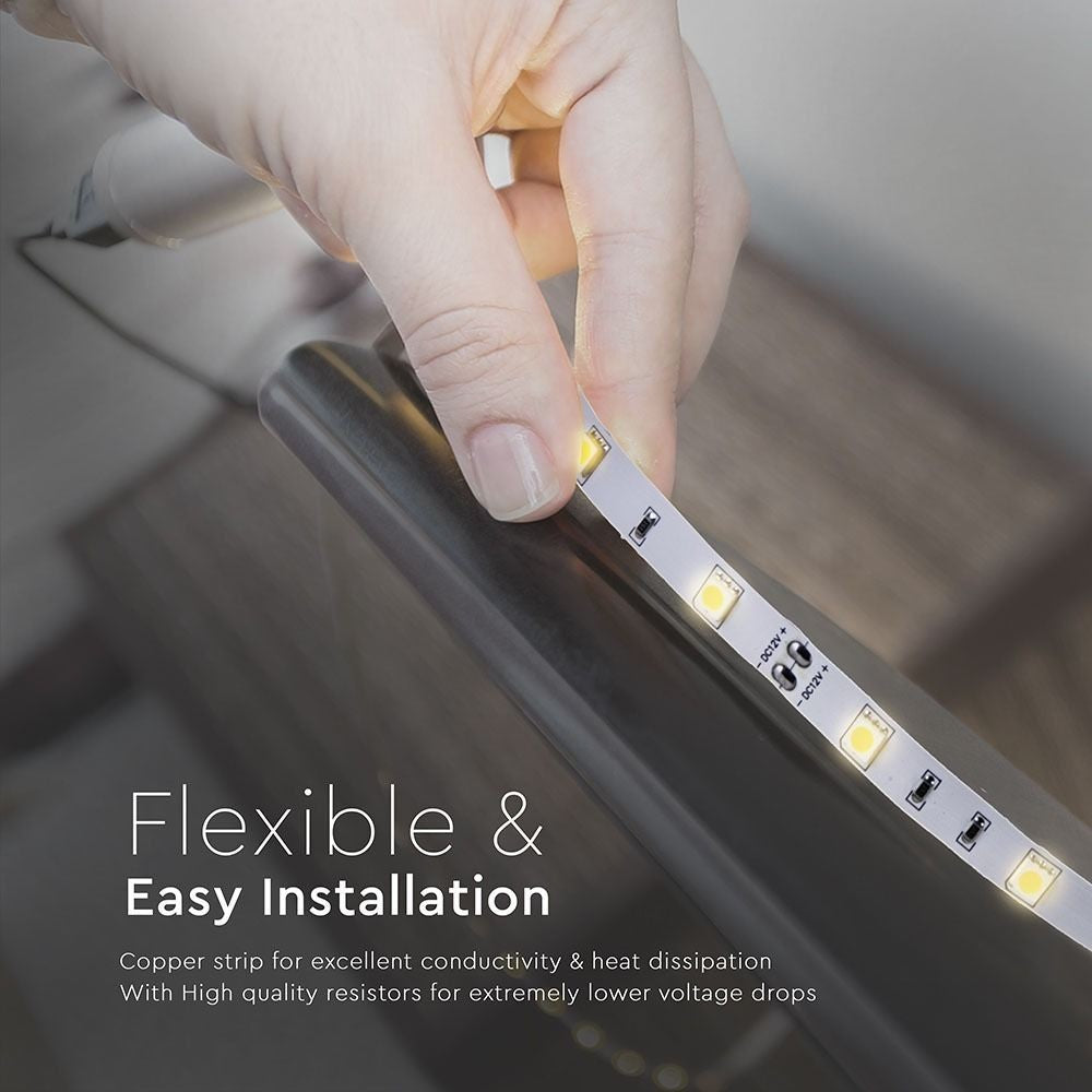 V-Tac 4,8W/m LED strip - 5m, IP20, 30 LED pr. meter - 500lm/meter - RA80