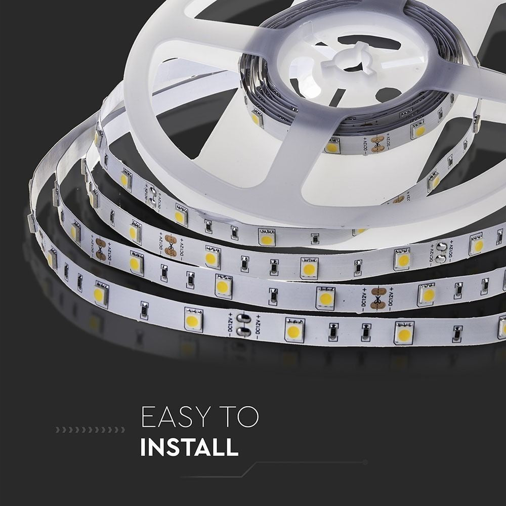 V-Tac 4,8W/m LED strip - 5m, IP20, 30 LED pr. meter - 500lm/meter - RA80
